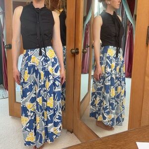 Floral Blue and Yellow Skirt